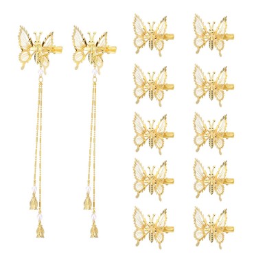 ONCHSH 3D Moving Butterfly Hair Clips,Metal Butterfly Hairpins Bride Wedding Head Pieces Hair Accessories for Women Girls (Gold)