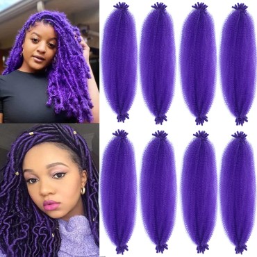 18Inch Pre-Separated Springy Afro Twist Hair 8 Packs Suitable For Damaged Soft Locs Synthetic Marley Twist Braiding Hair (18inch, Purple#)