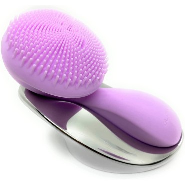 Glowsavy Silicone Cleansing Brush - Facial Cleansing Brush with 4 Adjustable Speeds - Waterproof USB Rechargeable Rotating Spa Machine - Face Wash Scrub Exfoliator for Makeup Skincare Removal (Purple)