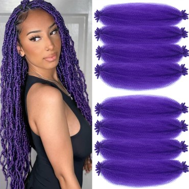24Inch Pre-Separated Springy Afro Twist Hair 8 Packs Suitable For Damaged Soft Locs Synthetic Marley Twist Braiding Hair (24inch, Purple#)