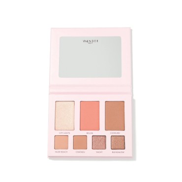 Wander Beauty Getaway Eye & Face Palette - Sunkissed (Light/Medium) - All-in-One Full Face Makeup Palette Enriched With Vitamin E - For Day & Night Looks - 4 Shadows, Highlighter, Blush, and Bronzer
