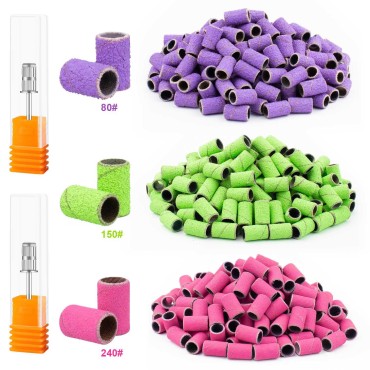 Rolybag Sanding Bands for Nail Drill Sanding Bands#80#150#240 Grits 330 Pcs Colorful Coarse Fine Nail Sanding Bands 2Pcs Nail Drill Bits 3/32