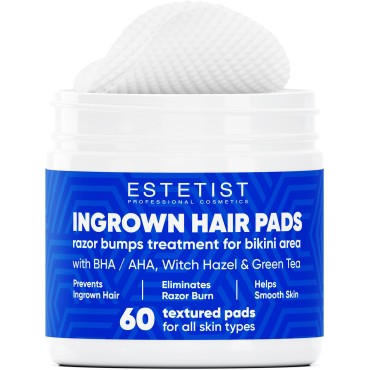 Ingrown Hair Pads Razor Bump Stopper Eliminate Ingrown Hair Strawberry Legs Butt Acne Soothe Bumps Scars Irritation Rashes Shaving Remedy Gentle Exfoliating Treatment Wipes After Shave Bikini Bump