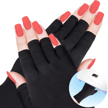 ANCIRS 2 Pairs UV Gloves for Gel Nail Lamp, Anti U...