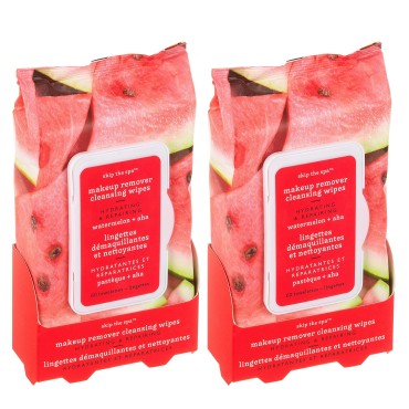 Skip the spa Makeup Remover Cleansing Wipes, Watermelon + AHA, 60 Count Each, 2 packs