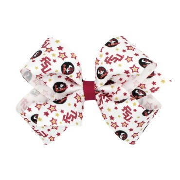 Divine Creations Girls' Collegiate Themed Game Day Logo Print Hair Bow by Wee Ones on a WeeStay Clip, Classic Grosgrain, Medium, Florida State