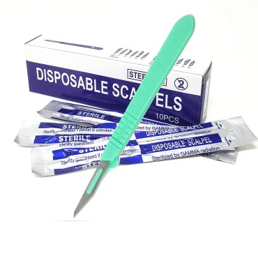 Disposable Sterile Scalpel #11, Podiatry & Professional Corn Callous Knife, Precision Carbon-Steel Blades with Plastic Handle - Individual Pouches - Podiatry Pedicure, Wart Removal & More - Box of 10
