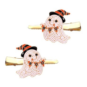 Halloween Hair Clips for Women Spooky Ghost BOO Beaded Hairpins Cute Candy Corn Witch Hat Alligator Metal Clip for Girls Sister Halloween Cosplay Costume Party Hair Accessory Gifts