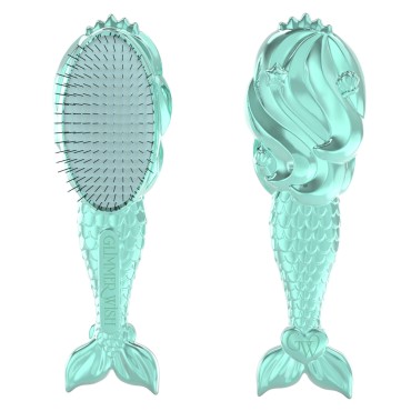 Glimmer Wish Mermaid Detangling Hair Brush for Kids - Anti Frizz and Anti Static - Soft and Long Bristles to Help Detangle With Ease - Gentle on Hair