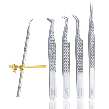 Fiber Tip Lash Tweezers Set Of 4 Eyelash Extension...