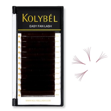 KOLYBEL Colored Volume Lash Extension Thickness 0.07 mm C D Curl 8-15 Mixed Tray Auto Blooming Easy Fan Lashes Brown Eyelash Extension Self Fanning Lashes (Brown,0.07-C-8-15)