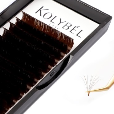 KOLYBEL Colored Volume Lash Extension Thickness 0.07 mm C D Curl 20-25 Mixed Tray Auto Blooming Easy Fan Lashes Brown Eyelash Extension Self Fanning Lashes (Brown,0.07-D-20-25)