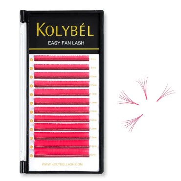 KOLYBEL Colored Volume Lash Extension Thickness 0.07 mm C D Curl 8-15 Mixed Tray Auto Blooming Easy Fan Lashes Pink Eyelash Extension Self Fanning Lashes (Pink,0.07-D-8-15)