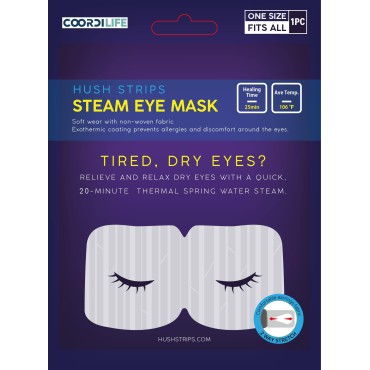Coordilife (6 Pack) Disposable Steam Eye Mask - Warm, Relaxing, Self Heating, Comfortable - Skincare Solution for Puffiness, Sleeping, Dry Eyes, Dark Circles, Travel - Spa Gift