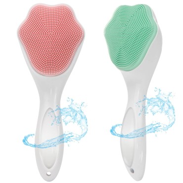 Silicone Face Scrubber 2 Pack Silicone Face Brush Exfoliating Brush, Coldairsoap Silicone Facial Cleansing Brush, Handheld Face Wash Brush for Pore Cleansing, Face Skincare, Removing Blackhead