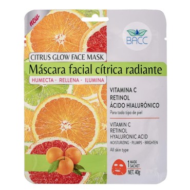 BACC Beauty and Care Citrus Glow Face Mask Skin Care With Hyaluronic Acid, Retinol And Vitamin-C Anti-Aging | Moisturizing | Brighten | Plumps | Face masks skincare For Women And Men [PACK OF 10]