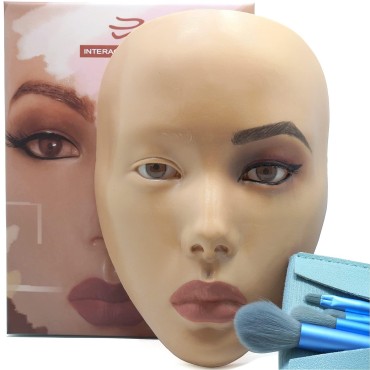 3D makeup Practice Face Board, Silicone Makeup Mannequin Face, Reusable Beginner Practice Eye Makeup Face, Eye Fake Silicone, Makeup Artist Full Face Practice Eyelash Eye Shadow Eyeliner Pen Simulatio