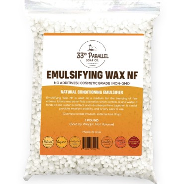 Non-GMO Emulsifying Wax NF Pastilles | Sizes 8 OZ to 2 LBS | 100% Natural Plant Derived | For Lotions, Creams, Soap Making, Hair Products | Cosmetic Grade | Product of USA | (1 POUND)