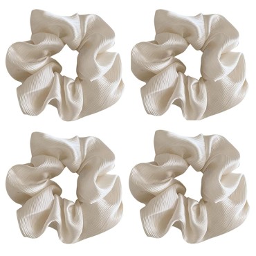 4 Pack Soft Satin Sleep Hair Scrunchies Bright Sil...