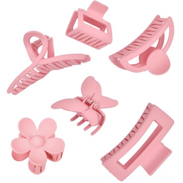 Pink Hair Clips, 6 Pack Cute Hair Clips for Thin T...