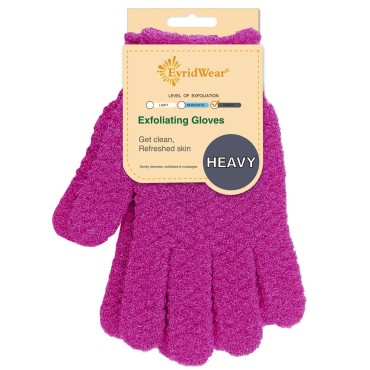 Evridwear Exfoliating Glove for Shower Man and Women, Dual Texture Bath Body Scrub Gloves Dead Skin Cell Remover forHome Spa, Massage,with Hanging Loop (1 Pair Innuendo Heavy)