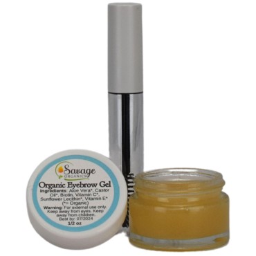 Savage Organics Eyebrow Growth Gel -All Natural Organic Eyebrow Growth Gel - Fix Problem Brows- Organic Brow Gel with Castor Oil, Biotin & Vitamins C & E - Encourages Growth