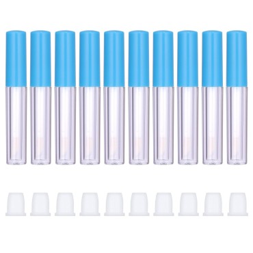 10Pcs Empty Lip Gloss Tubes Cute 1ml Blue Empty Lip Gloss Tubes with Wand Clear Refillable Lip Gloss Containers Empty DIY Lip Gloss Bottles with Rubber Stoppers
