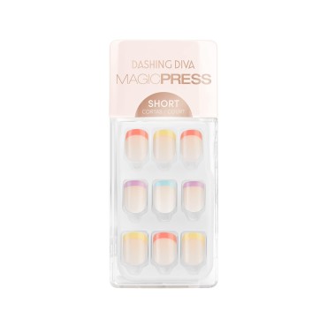 Dashing Diva Magic Press Nails - Eternal Youth | Short, Square Shaped Press On Nails | Long Lasting Stick On Gel Nails | Lasts Up to 7 Days | Contains 30 Stick On Nails, 1 Prep Pad, 1 File