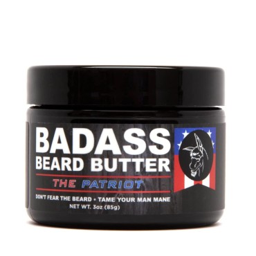Badass Beard Care Beard Butter For Men - THE PATRIOT, 3 oz - Made of Natural Ingrediens for Healthy, Soften and Itchness Free Beard and Mustache