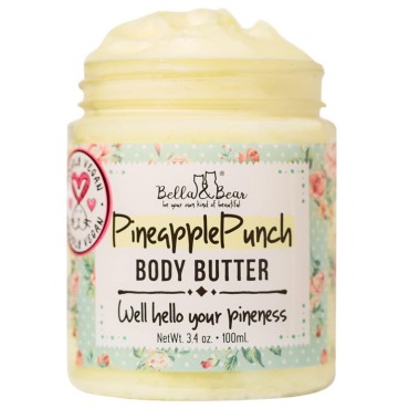 Bella & Bear Pineapple Body Butter, Hydrating Formula - Vegan Travel Size, 3.4oz' (3.4 oz)