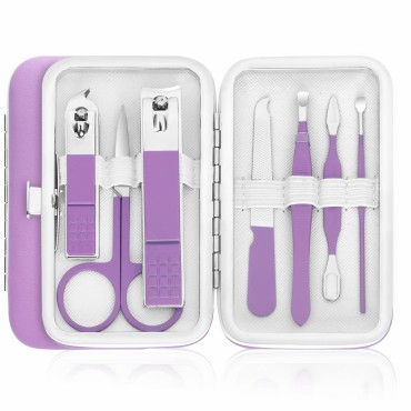 Travel Maniucre Set Women Nail Clipper Set Nail Kits Manicure Kit Finger Toe Nail Clippers Travel Personal Care Set with Portable Case Nail Grooming Kit Gifts for Women Wife Girls Girlfriend Parents