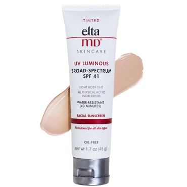 EltaMD UV Luminous Tinted Face Primer, SPF 41 Rosy Tinted Mineral Sunscreen with Zinc Oxide, Ideal for Fair Skin Tones, Blends Seamlessly with Semi Matte Finish, Non Greasy, 1.7 oz Tube