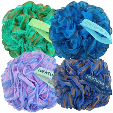 Shower Loofah Bath Sponge 75g - 4 Pack Large Soft Nylon Mesh Puff for Men, Loofah Shower Exfoliating Scrubber Pouf, Full Cleanse, Beauty Bathing Accessories