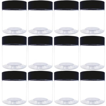 12 Pack 4 oz Plastic Jars,Wide-mouth Clear Storage...