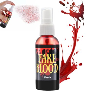 1 Pack 2.0 fl oz Fake Blood Splatter, Washable Makeup Blood Spray, Halloween Liquid Blood for Clothes, Zombie, Vampire and Monster SFX Makeup and Dress Up