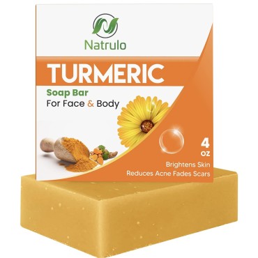 Herblov Turmeric Soap Bar for Face & Body - Natural Turmeric Skin Soap Wash for Dark Spots, Intimate Areas, Underarms - Turmeric Brightening Face Soap Cleanses Skin, Great for Acne, Scars