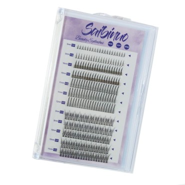 Saibinuo 240pcs Mixed Pack C Curl False Eyelash Extension Individual Lashes Lower Bottom Lash (5-6mm) Fairy Style A Shape (10-12mm) Fish Tail (9-11mm) Natural Clusters, 240 Count (Pack of 1)