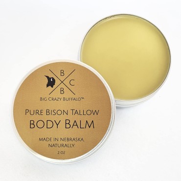 Big Crazy Buffalo Pure Bison Tallow Balm, 1 Pack - All Purpose, Body Butter, Full Body Hydration, Naturally Derived, Mild Scent, Replaces Lotion, For Cracked, Dry, Itchy, Irritated Skin, Essential Oil