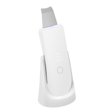 LESENBEAUTY Face Scrubber, Skin Scrubber Face Spatula, Blackhead Remover Tools, Wireless Charging, Waterproof (White Silver)