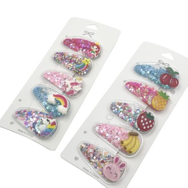 10pcs Sparkle Hair Clips for Girls, Transparent Fruit Hairpins, Snap Hair Clips with Glitter Sequins Inside, Kid Toddlers Gifts Shining Barrette Accessories (#1) C065