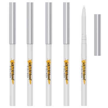 KAIQIKAIXI 5Pcs White Eyeliner Pen, Eyebrow Pen,Eye Shadow Pencil, Lip Line Pen, Eyelid Pad, Pencil Makeup Set Tool