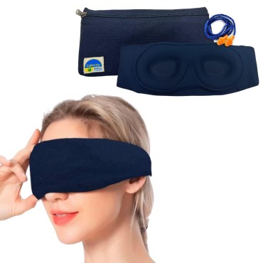 California Wellness Products Sleep Mask - 3D Contour Sleep Mask with Earplug and Carrying Pouch