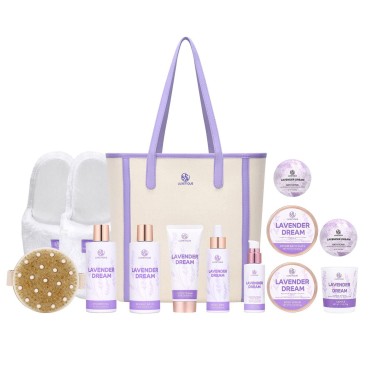 Gift Baskets for Women, Spa Luxetique 12 Pcs Lavender Bath Gifts Set, Birthday Gifts for Women, Luxury Relaxing Home Spa Kit with Toted Bag ,Bubble Bath, Bath Bomb, Body Cream. Christmas Gifts for Mom