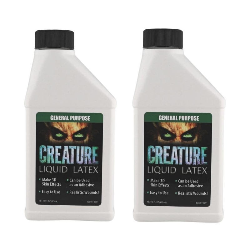 Creature Liquid Latex 2 Pack - CLEAR - General Purpose Professional Special Effects, for Halloween Vampire, Monster, Zombie Makeup and Dress up
