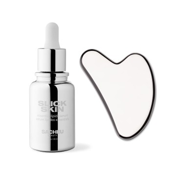 SACHEU Gua Sha Starter Kit with Slick Skin Oil - Stainless Steel Gua with Gua Sha Oil, Facial Oil Squalane Facial Tools, Face Oil for Gua Sha Massage, Gua Sha Stainless Steel
