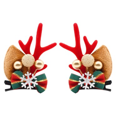 1 Pair Christmas Hair Clips for Women Girls - Rein...