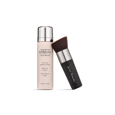 MagicMinerals AirBrush Foundation by Jerome Alexander - 2pc Set with Airbrush Foundation and Kabuki Brush - Spray Makeup with Anti-aging Ingredients for Smooth Radiant Skin (Dark)