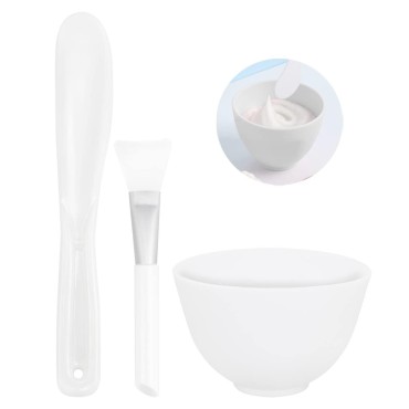 FERCAISH 3Pcs Diy Face Mask Mixing Bowl, Microwavable Silicone Facial Mud Bowl Cosmetic Beauty Tool for Home Salon(White)