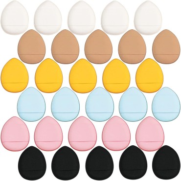 30 Pack Finger Puff,Mini Finger Makeup Sponges,Soft Beauty Cosmetic Makeup Tools for Foundation,Cream,Concealer,Eye Shadow(6 Colors)