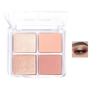 AKARY Matte Shimmer Eyeshadow Palette, 4 Colors Pearlescent Eye Shadow Nude Glitter Eyeshadow Makeup, High Pigmented, Long-lasting Eye Glitter Eye Shadow Make Up (#01)